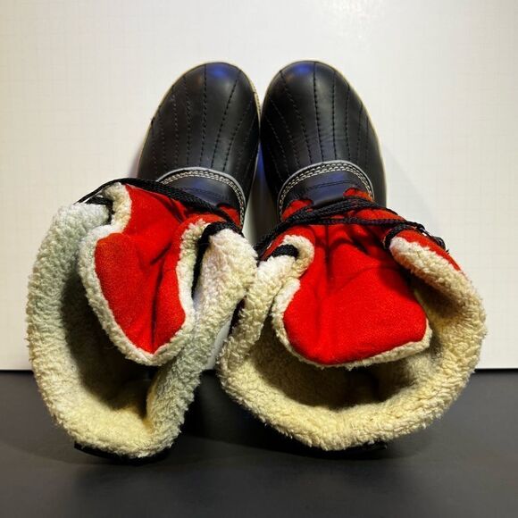 Womens KHOMBU Telluride Red Faux Fur Winter Duck Boots / Size 8M - Picture 6 of 11